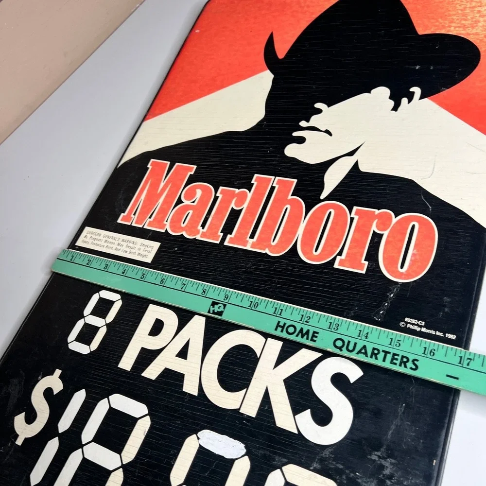 Vintage Marlboro Packs Store Price‎ Sign Philip Morris 1992 Display